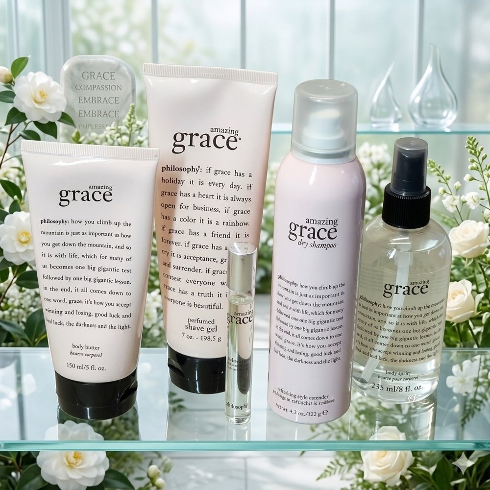 NEW Philosophy Amazing Grace Body Care Set Women 5pc Pink Floral Fragrance